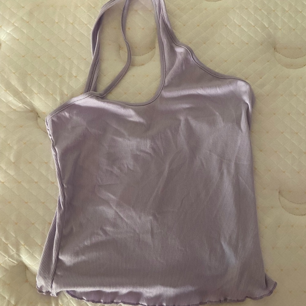 SHEIN Lilac Ribbed Halter Camisole